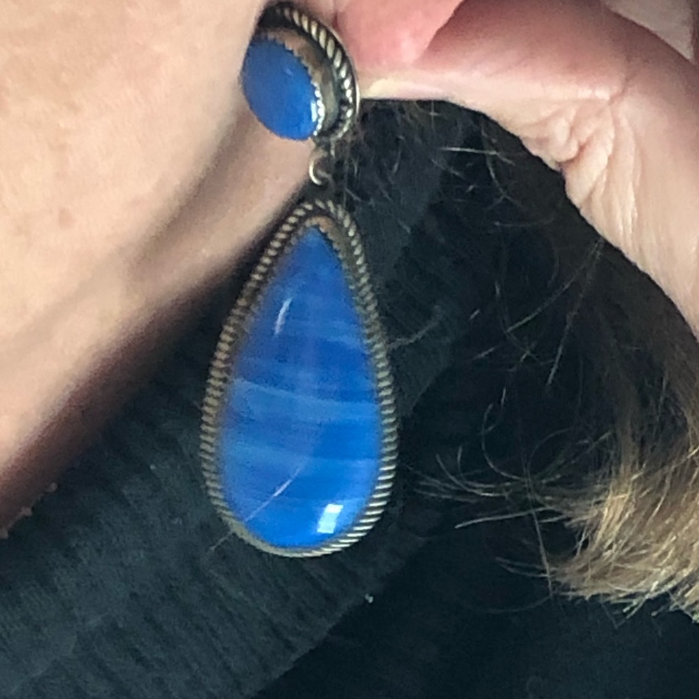 GORGEOUS Estate Lapis and Silver Dangle Earrings